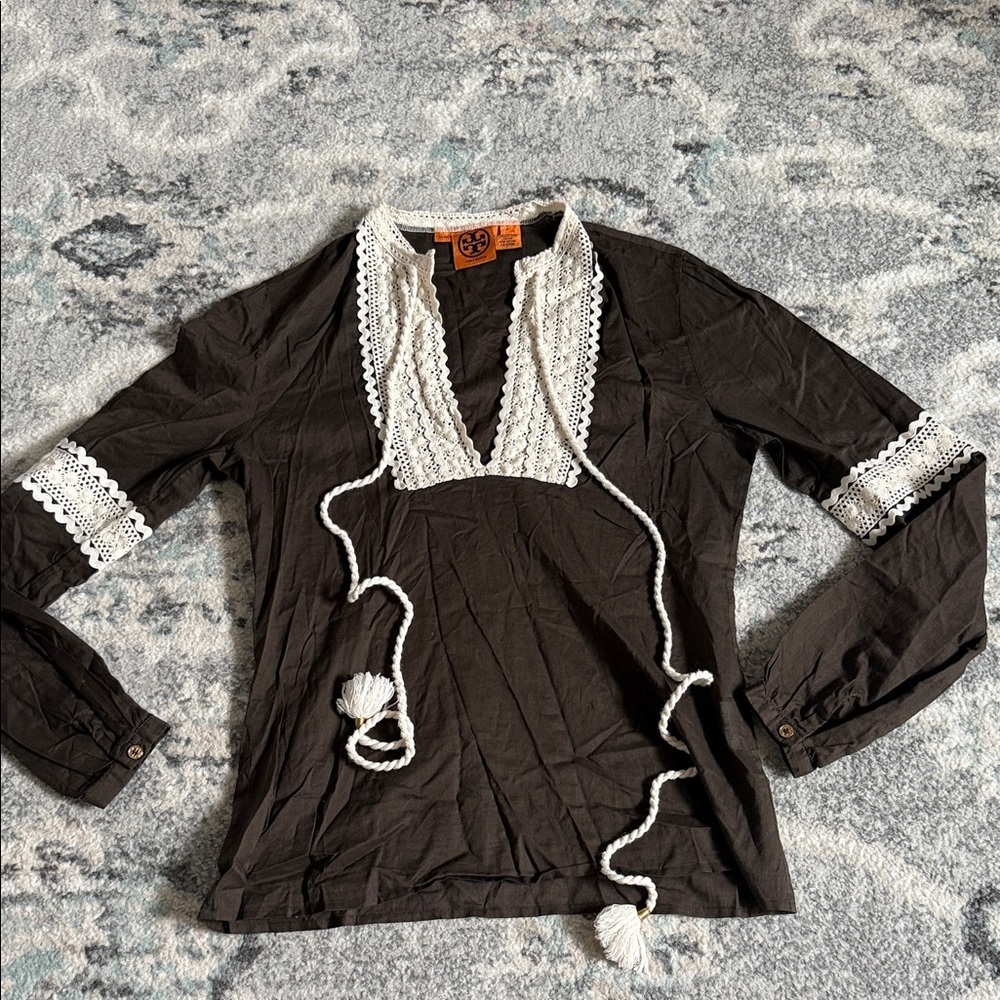 Tory Burch Chocolate Brown Long Sleeve Top